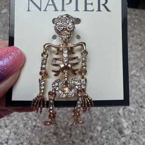 Napier Gold Skeleton Brooch with Crystals